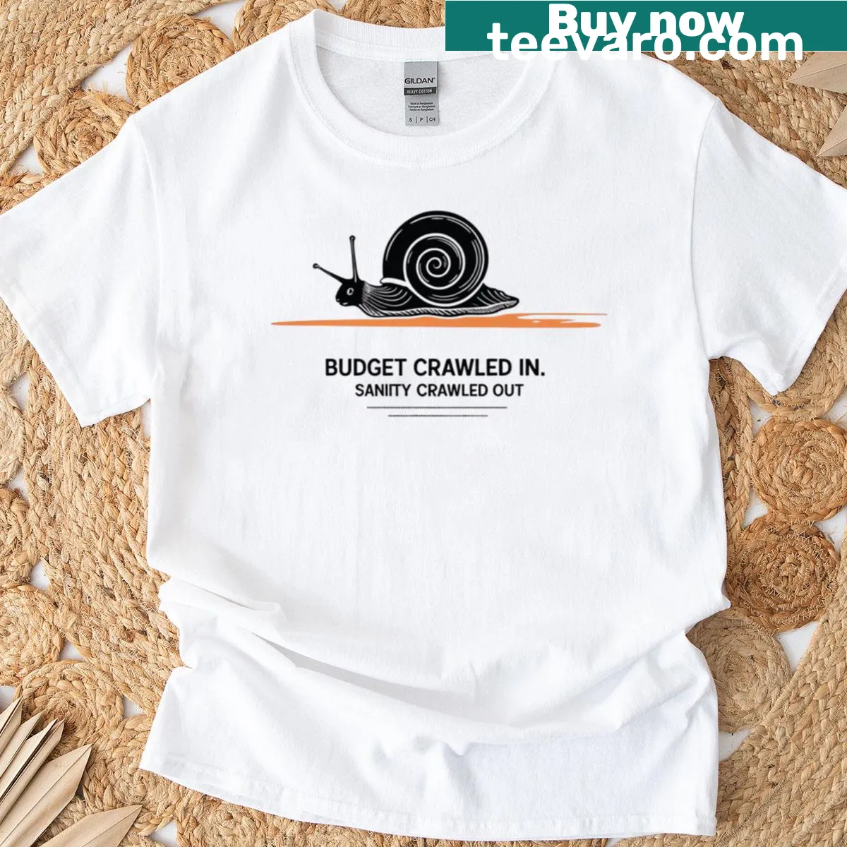 Funny Finance Manager shirt with snail graphic and humorous quote — on a men's t-shirt