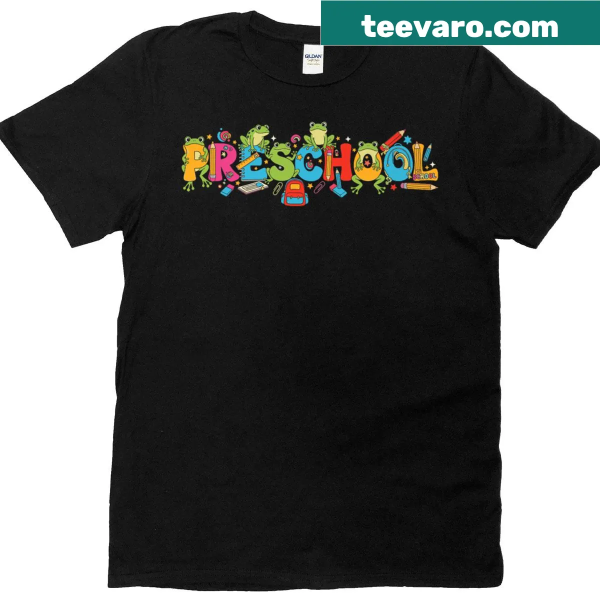 Funny Frog shirt for kids with playful back-to-school design — on a men's t-shirt