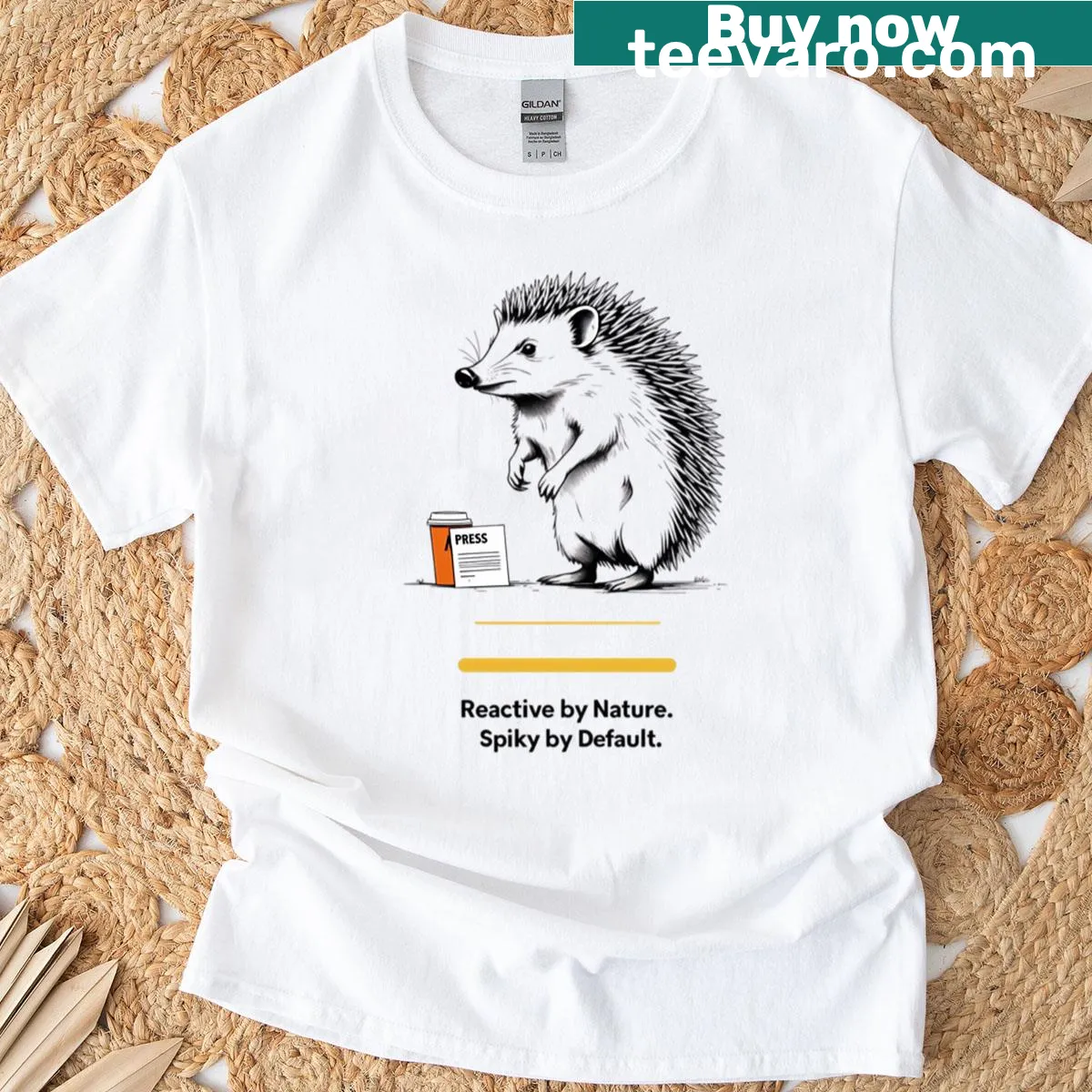 Humorous T-shirt with a job quote for PR professionals — on a men's t-shirt