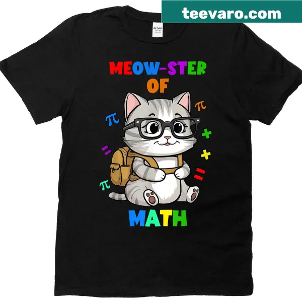 Cute math cat design for kids back to school t-shirt