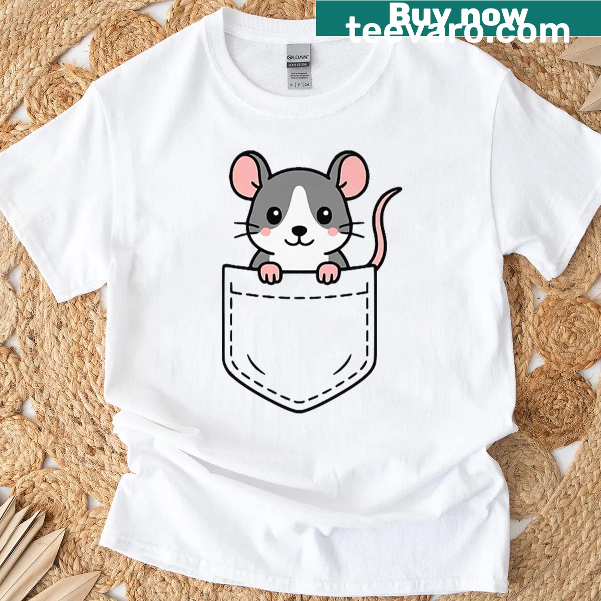 T-shirt featuring a cute pet rat design that looks like a pocket pal — on a men's t-shirt