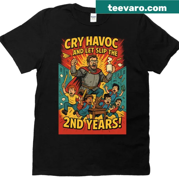 Teacher t-shirt with Shakespearean wordplay and bold typography