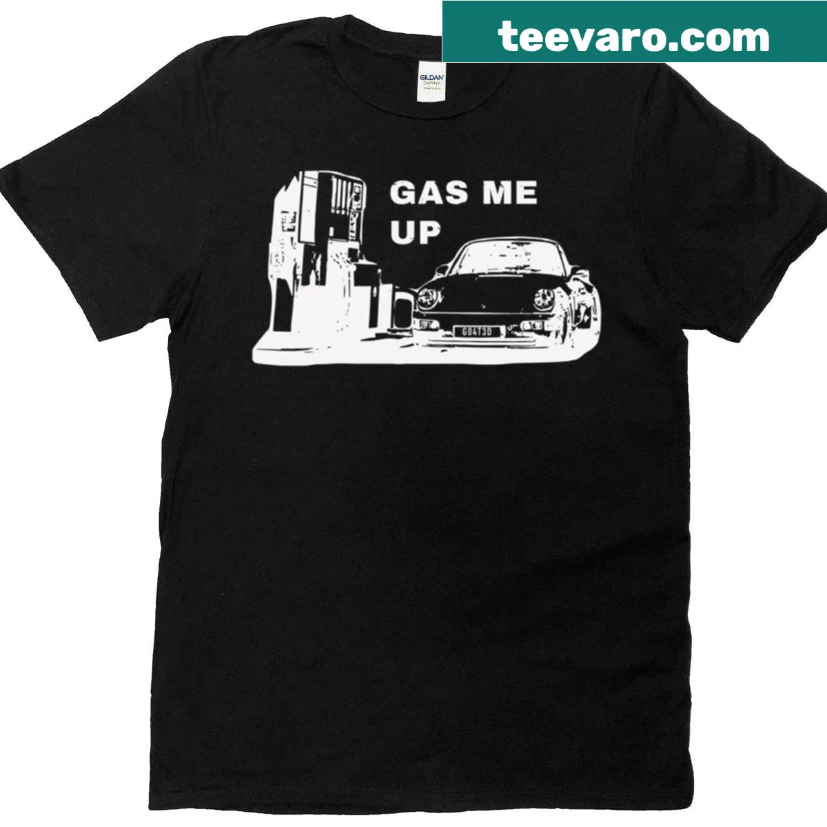Bold t-shirt featuring 'Gas Me Up' and Porsche GT3 design — on a men's t-shirt