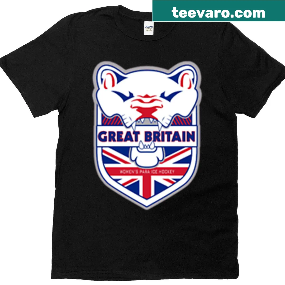 Supportive t-shirt for GB Women's Para Ice Hockey Team — on a men's t-shirt