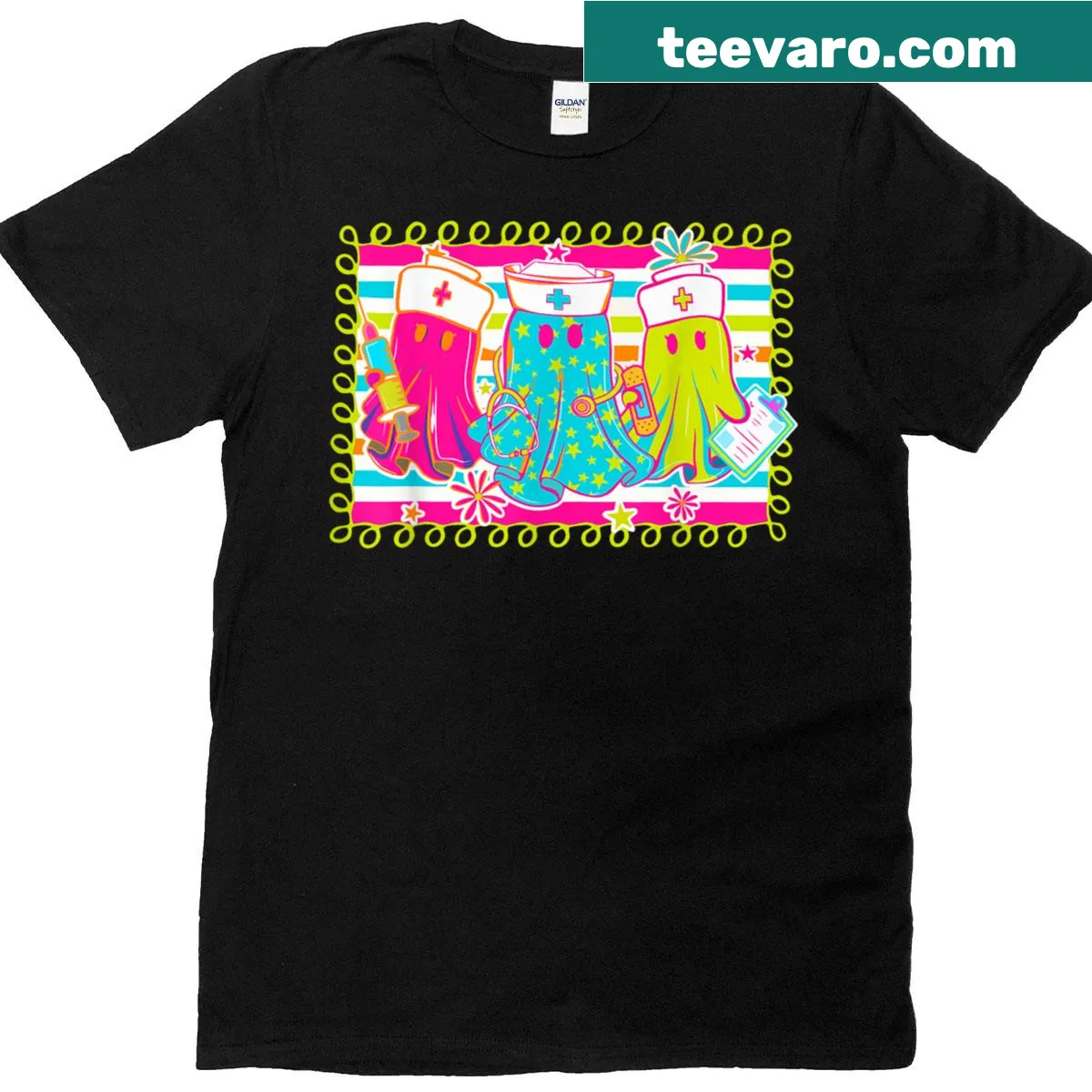 Funny t-shirt with a ghost design for Halloween — on a men's t-shirt