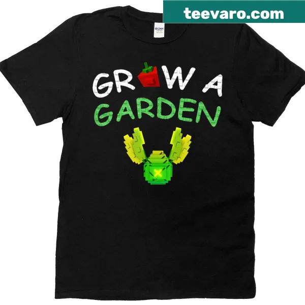 Illustrative t-shirt blending gardening themes with gaming bug egg graphics