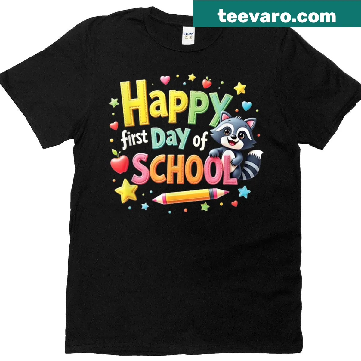 Cute raccoon graphic for first day of school kids t-shirt — on a men's t-shirt