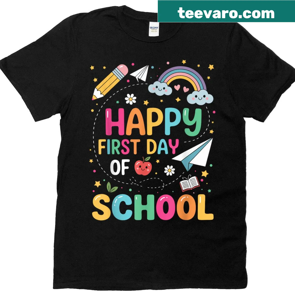 Cheerful design celebrating the first day of school on a teacher t-shirt — on a men's t-shirt