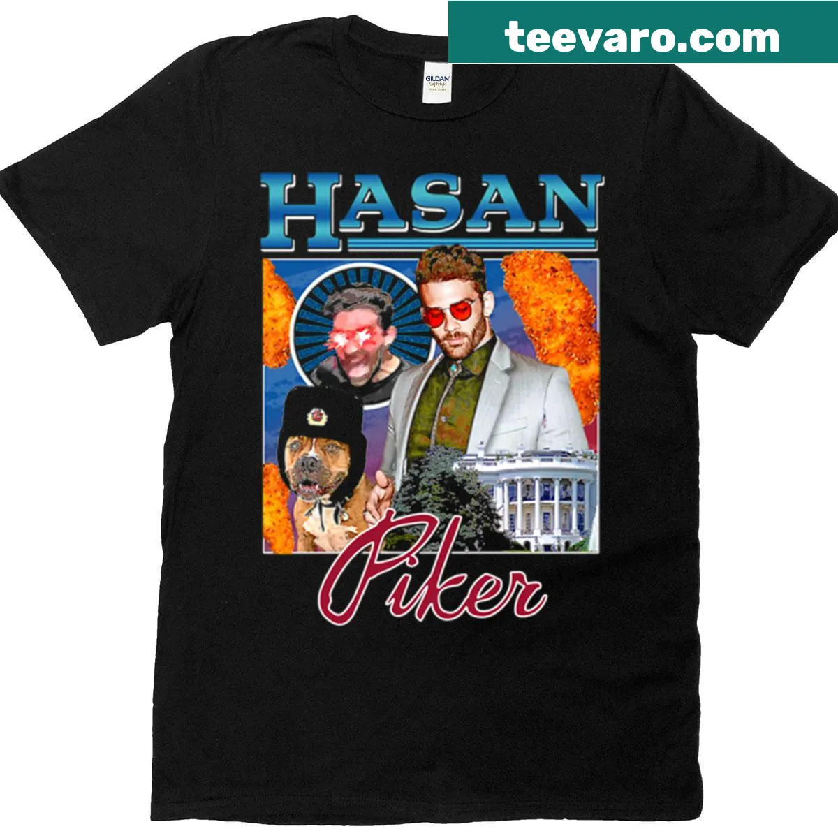 Humorous Hasan Piker-themed t-shirt for fans — on a men's t-shirt