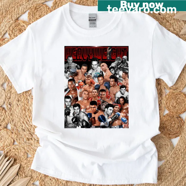 Bold Heavyweight Boxing Legends t-shirt featuring impactful typography.