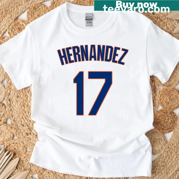 Sports T-shirt featuring Hernandez and first base typography.