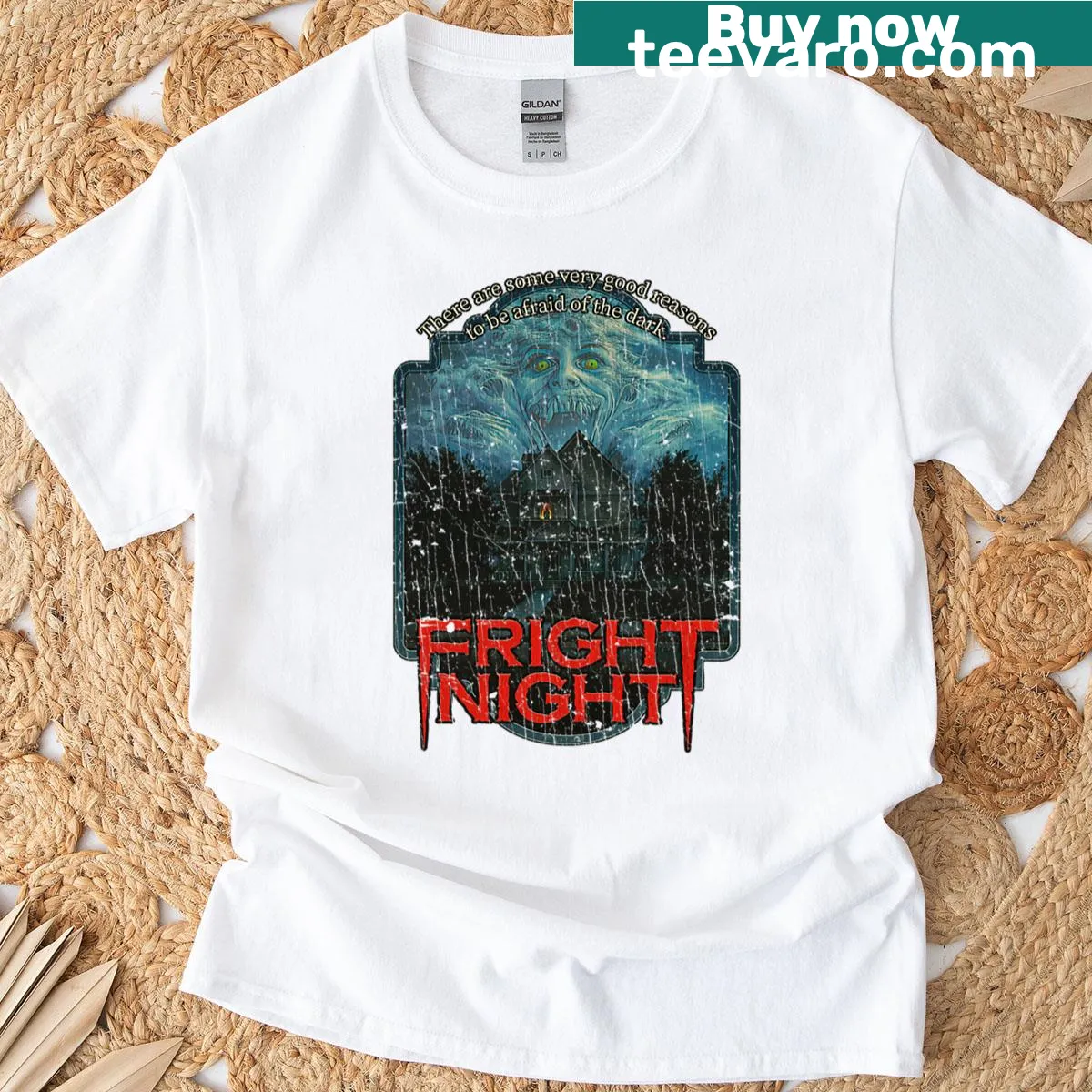 Vintage-style Fright Night 1985 T-shirt for horror film fans — on a men's t-shirt