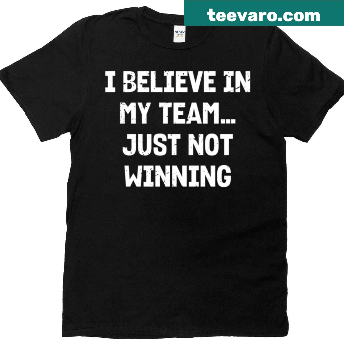 Sarcastic sports T-shirt with humorous team loyalty saying — on a men's t-shirt