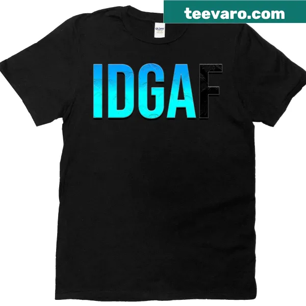 Minimalist T-shirt with bold IDGAF text design.