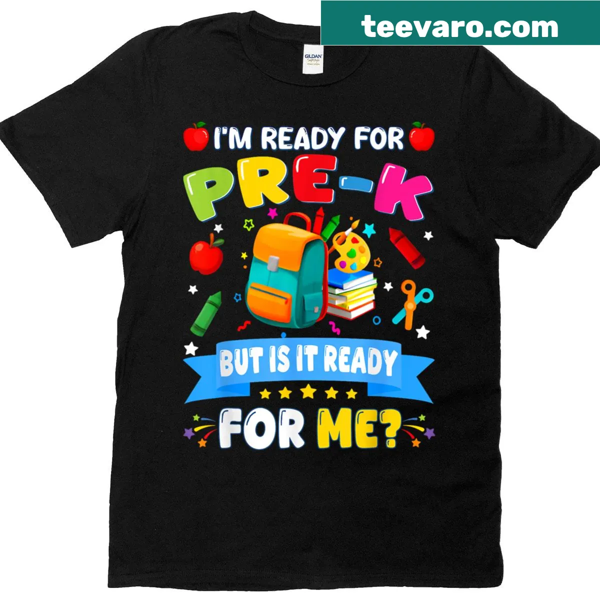 Playful pre-k t-shirt for kids with text about being ready for school — on a men's t-shirt