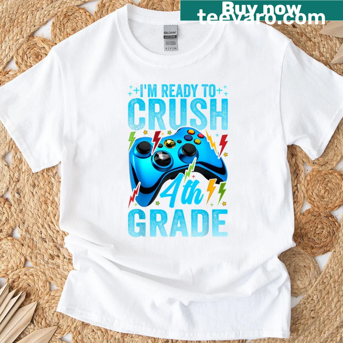 Back to school t-shirt for boys with gaming theme and playful text — on a men's t-shirt