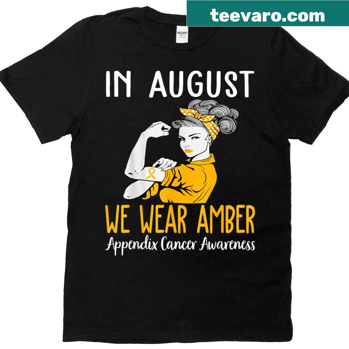 T-shirt promoting Appendix Cancer Awareness Month — on a men's t-shirt