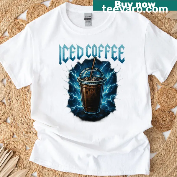 Humorous t-shirt featuring 'Intense Iced Coffee' graphic for coffee lovers