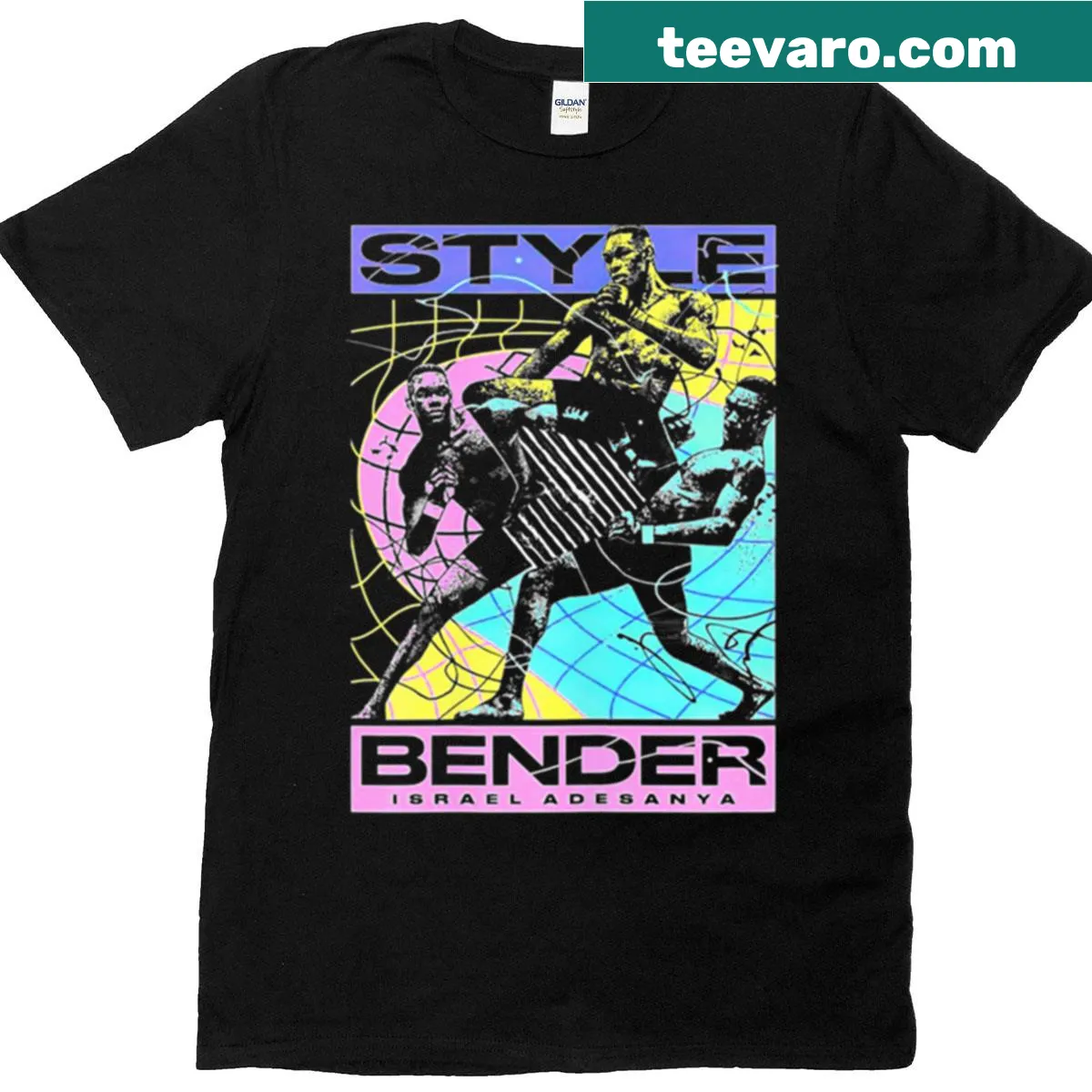 T-shirt celebrating Israel Adesanya with 'The Last Style Bender' text. — on a men's t-shirt