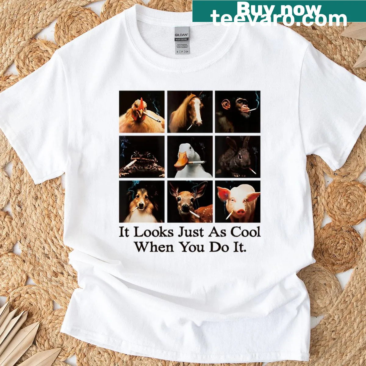 Playful t-shirt with the phrase about looking cool when smoking. — on a men's t-shirt