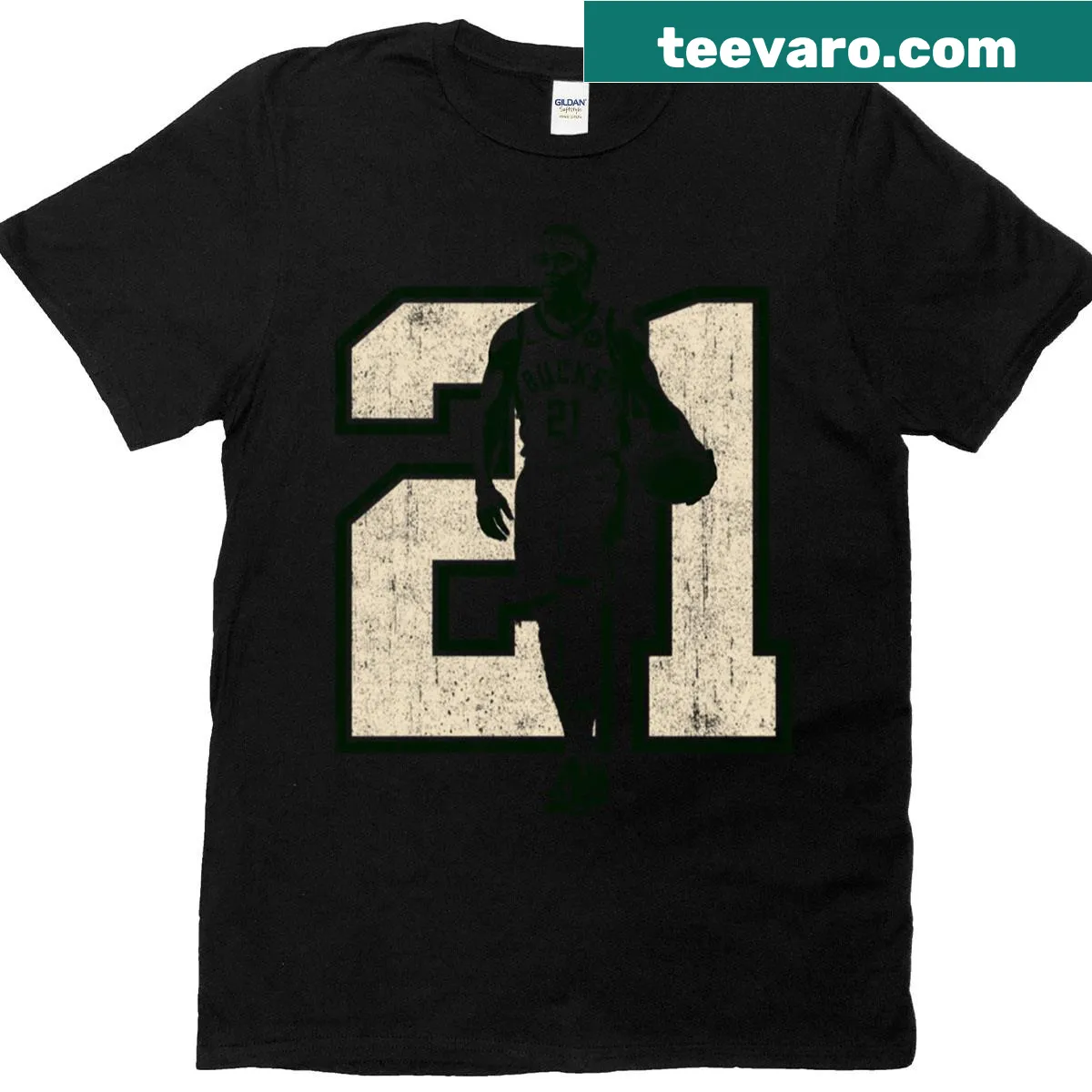 Illustrative design T-shirt featuring Jrue Holiday for basketball fans — on a men's t-shirt
