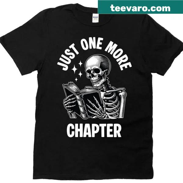 Funny skeleton graphic reading a book on librarian T-shirt