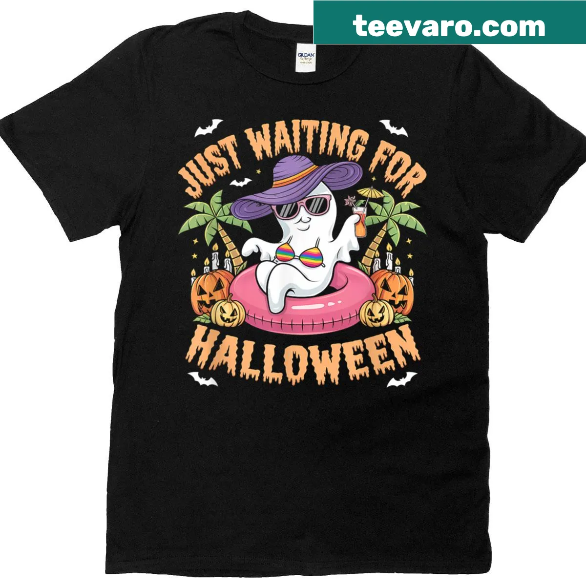 Cartoon spooky goose Halloween t-shirt for men — on a men's t-shirt