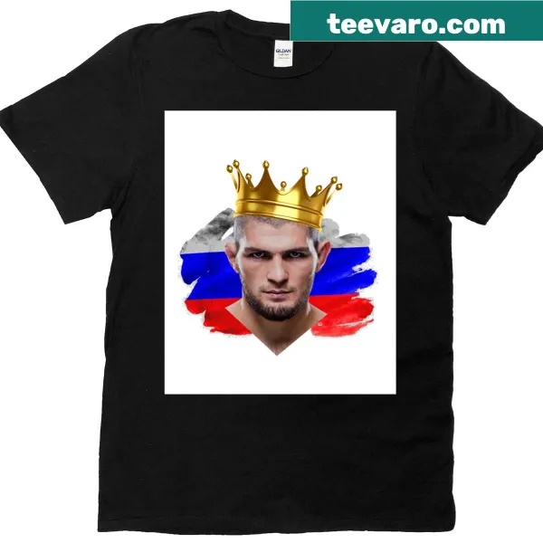 Illustrative Khabib Nurmagomedov T-shirt with bold MMA graphics