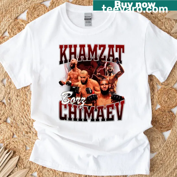 Bootleg T-shirt featuring Khamzat Chimaev in a vintage style.