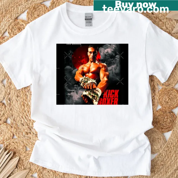 Kick boxer graphic T-shirt resembling a throw blanket design