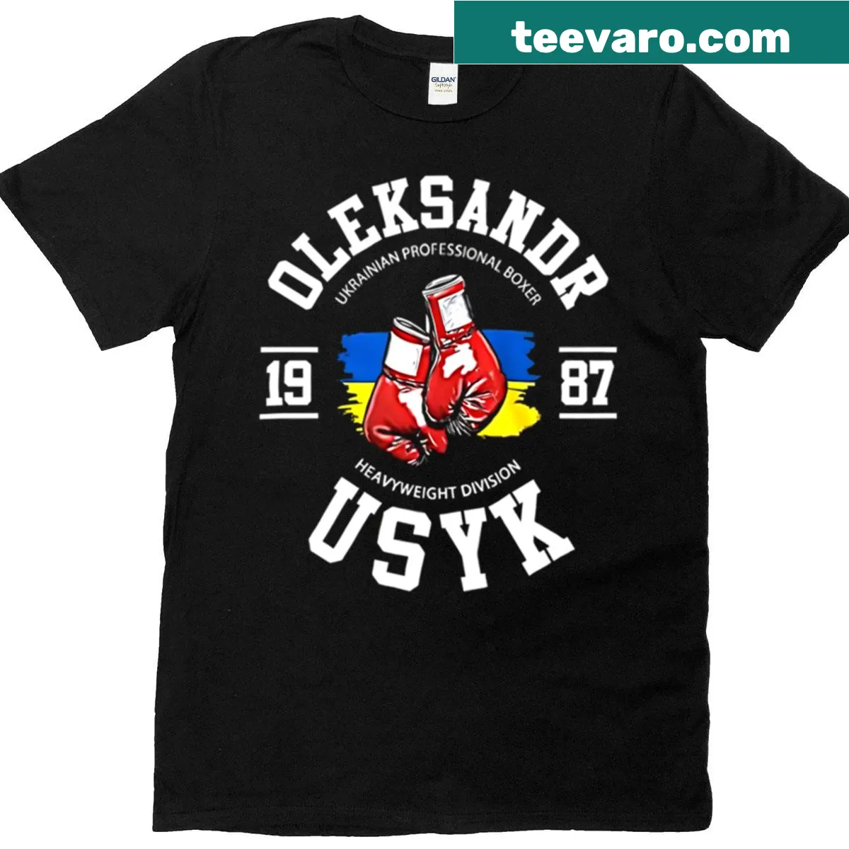 T-shirt featuring the logo of boxer Oleksandr Usyk — on a men's t-shirt