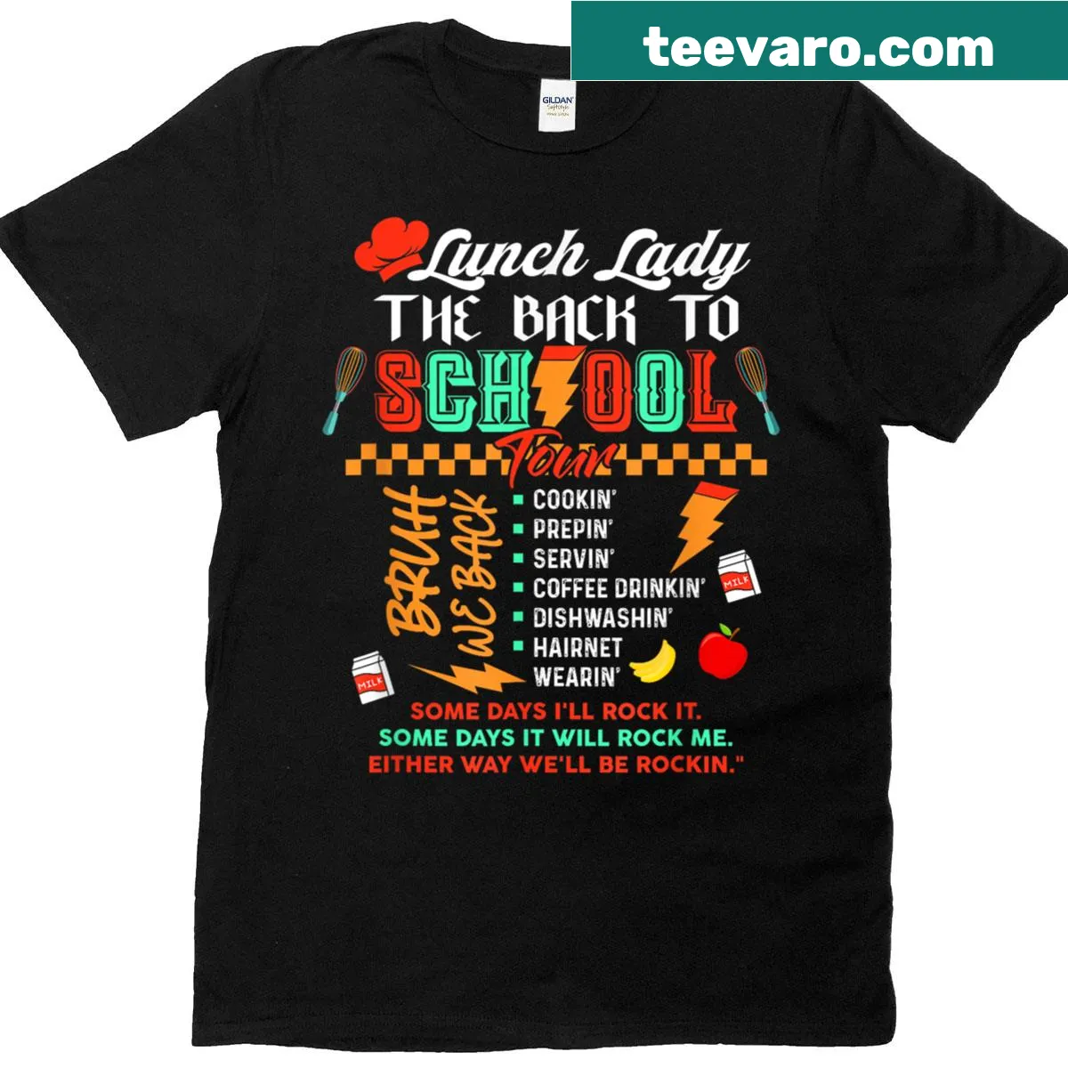 T-shirt for lunch ladies featuring 'Lunch Lady Back To School Tour Bruh We Back' — on a men's t-shirt