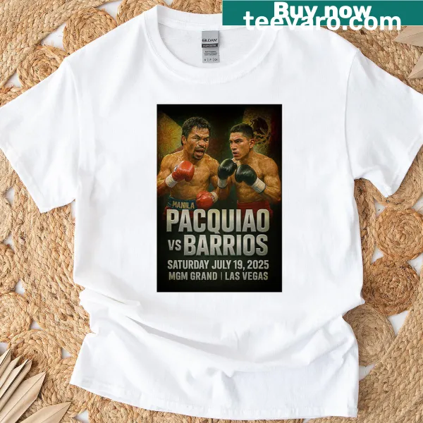 Poster design of Manny Pacquiao vs Mario Barrios on T-shirt