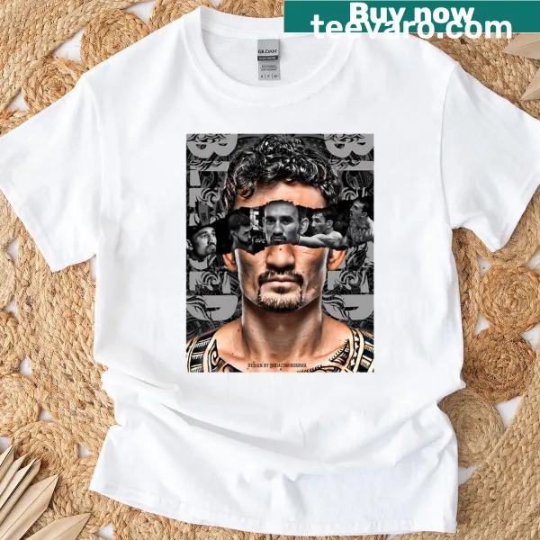Illustration of Max Holloway in action on a T-shirt