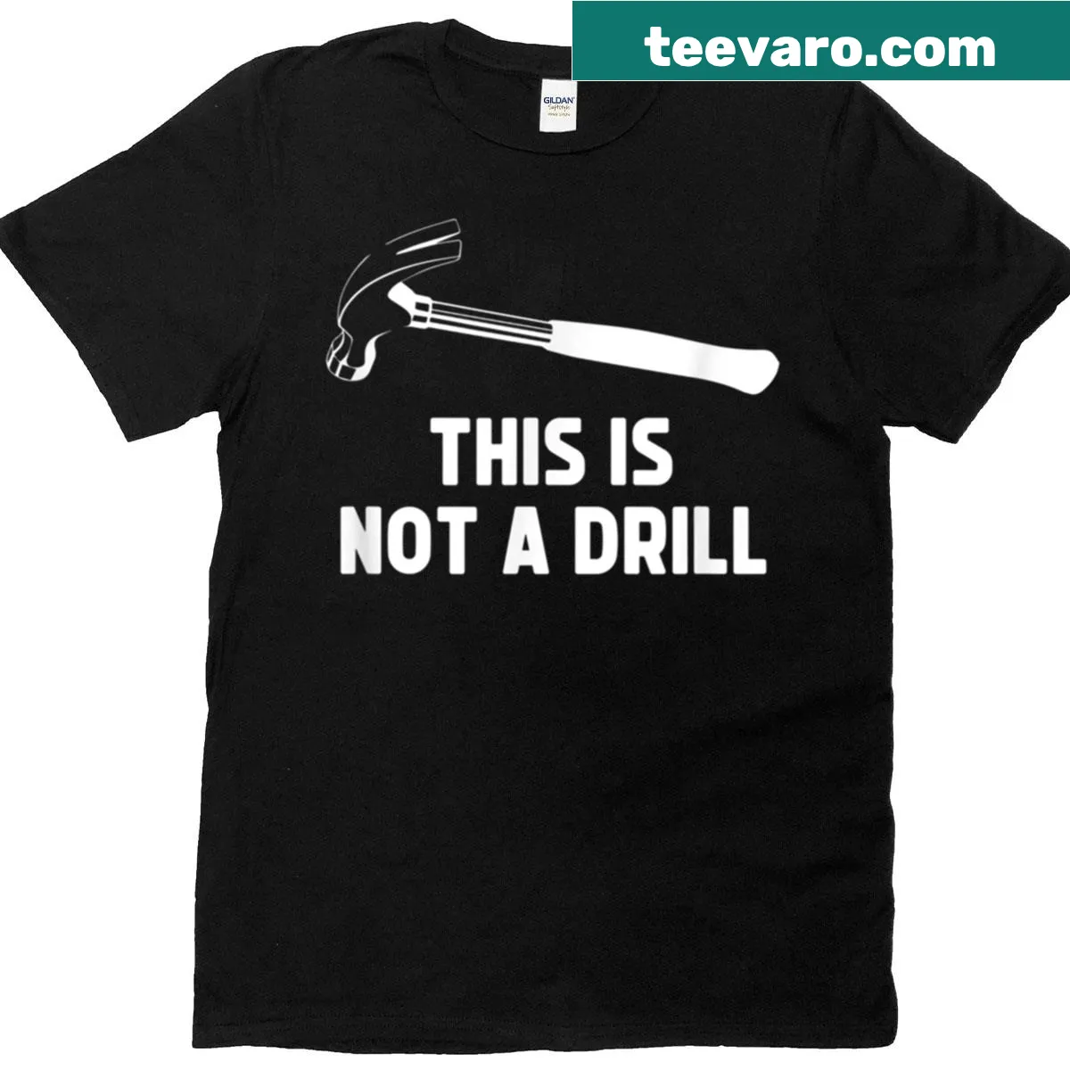 Funny carpenter dad t-shirt with a sarcastic message about drills — on a men's t-shirt