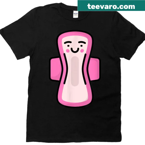 T-shirt featuring menstrual pad graphics and the phrase 'Menstrual Pad'