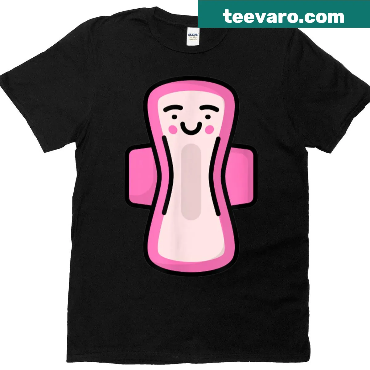 T-shirt featuring menstrual pad graphics and the phrase 'Menstrual Pad' — on a men's t-shirt