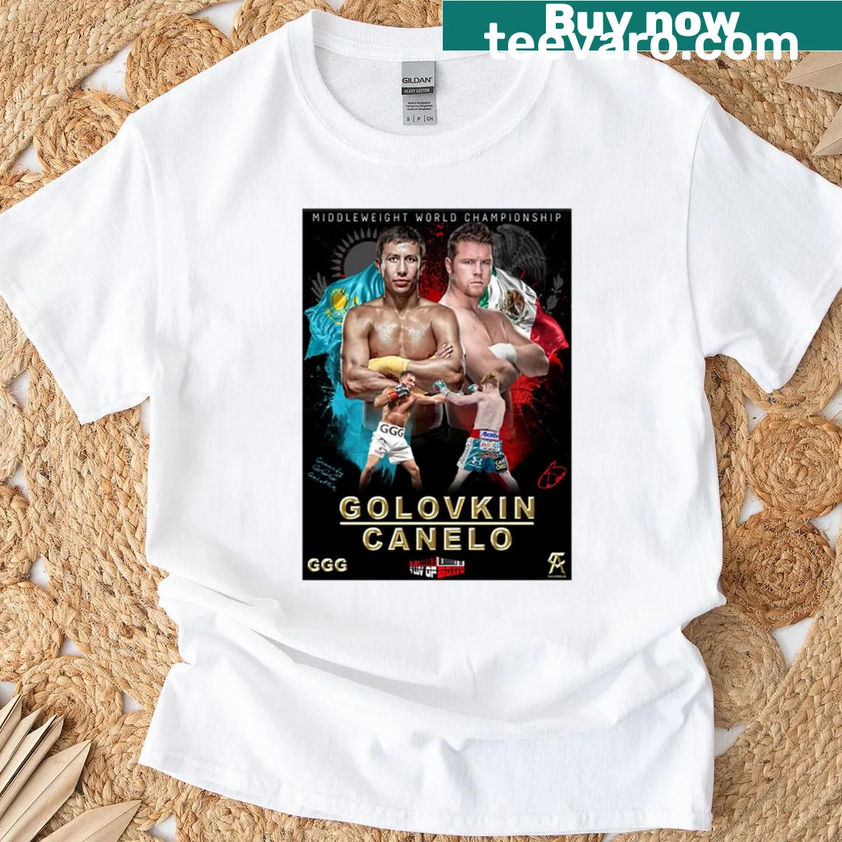T-shirt featuring a bold Middleweight Championship graphic — on a men's t-shirt