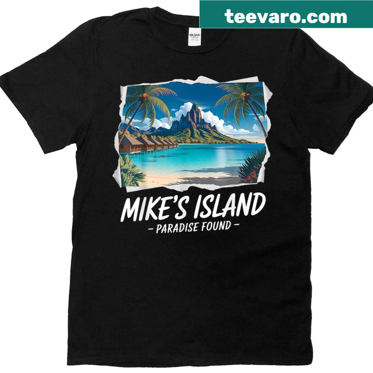 T-shirt with 'Mike's Island Paradise' phrase designed for men named Mike — on a men's t-shirt