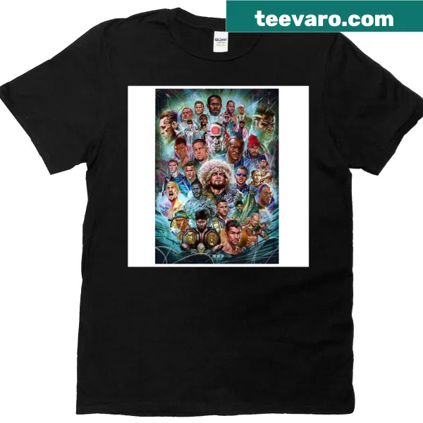 Cool MMA poster graphic on a T-shirt featuring martial arts elements