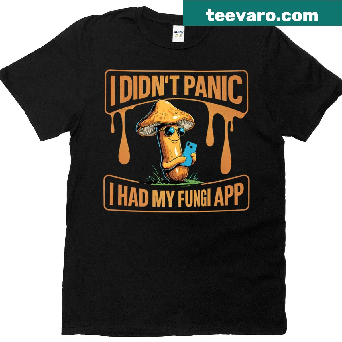 Fun shirt featuring 'Mushroom Picker' text design — on a men's t-shirt
