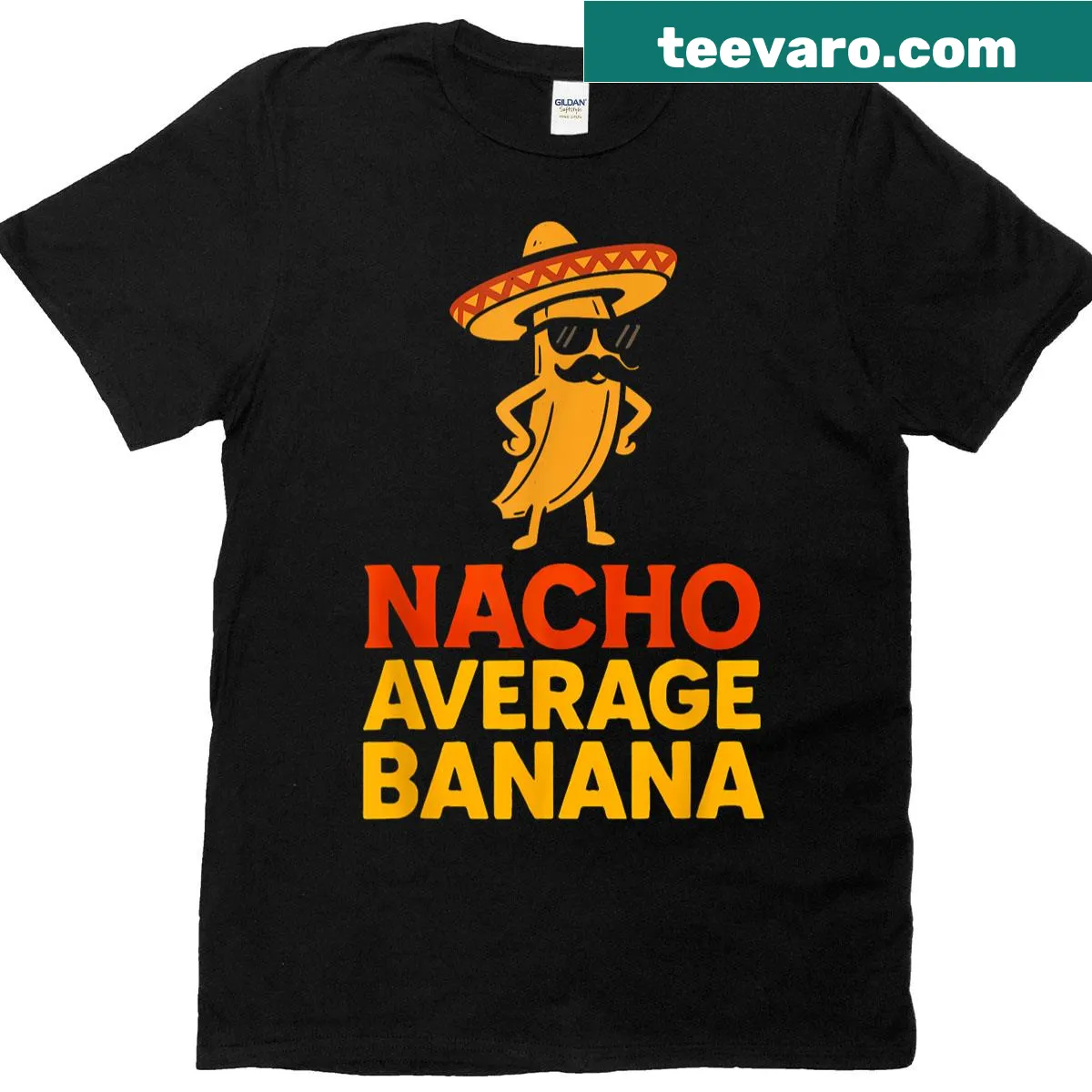 Funny banana wearing a sombrero on a retro T-shirt — on a men's t-shirt