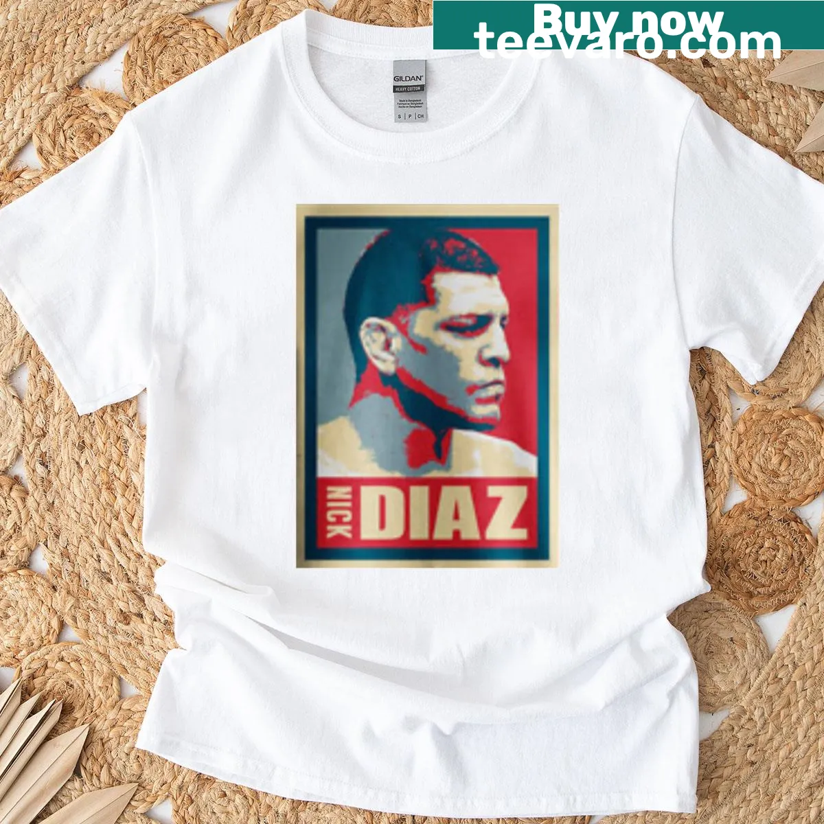 Vintage-style Nick Diaz T-shirt with distressed design — on a men's t-shirt
