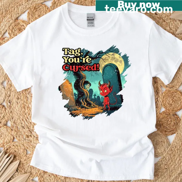 T-shirt with occult graphics and the phrase 'You’re Cursed'