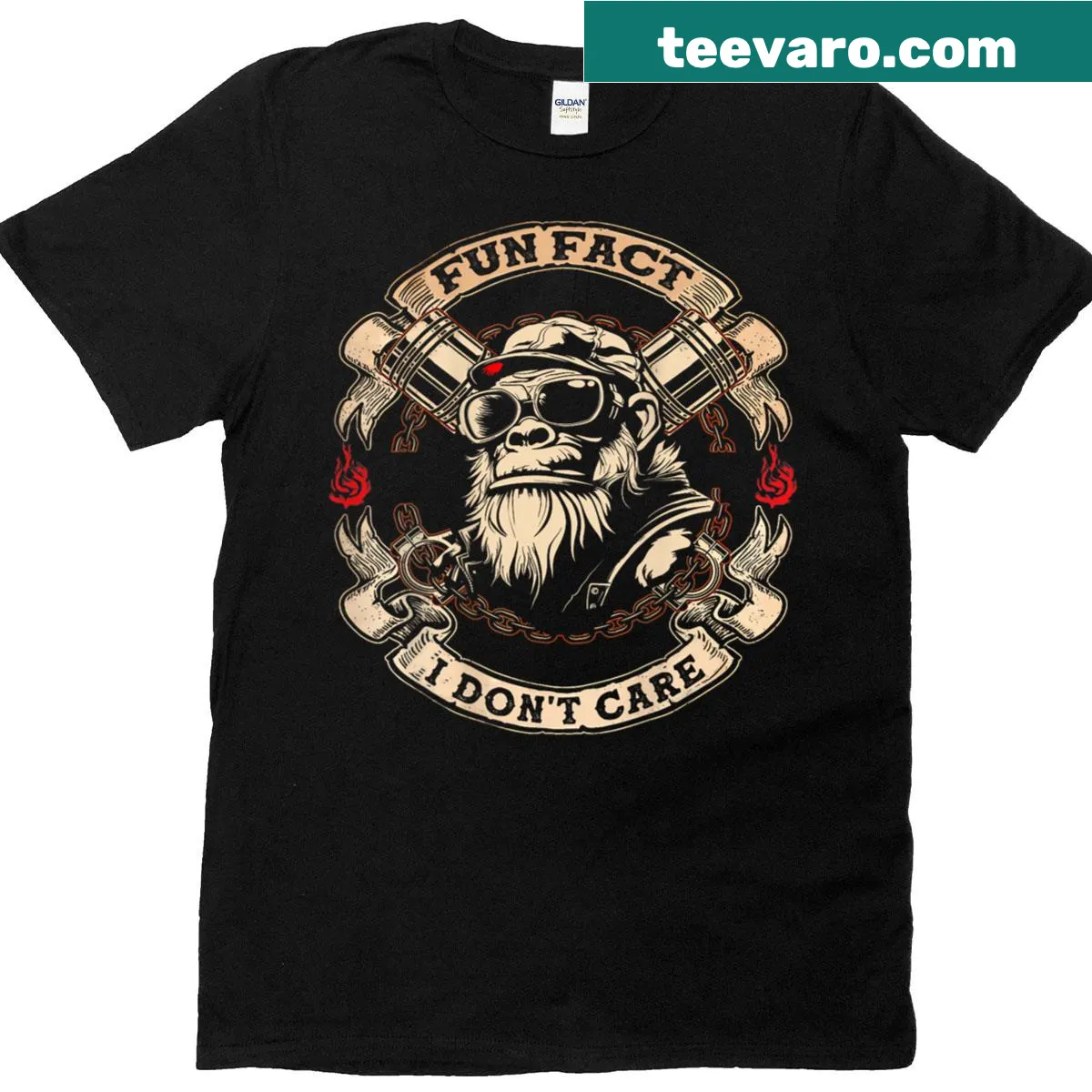 Funny graphic tee for grandpas with a gorilla and humorous text. — on a men's t-shirt