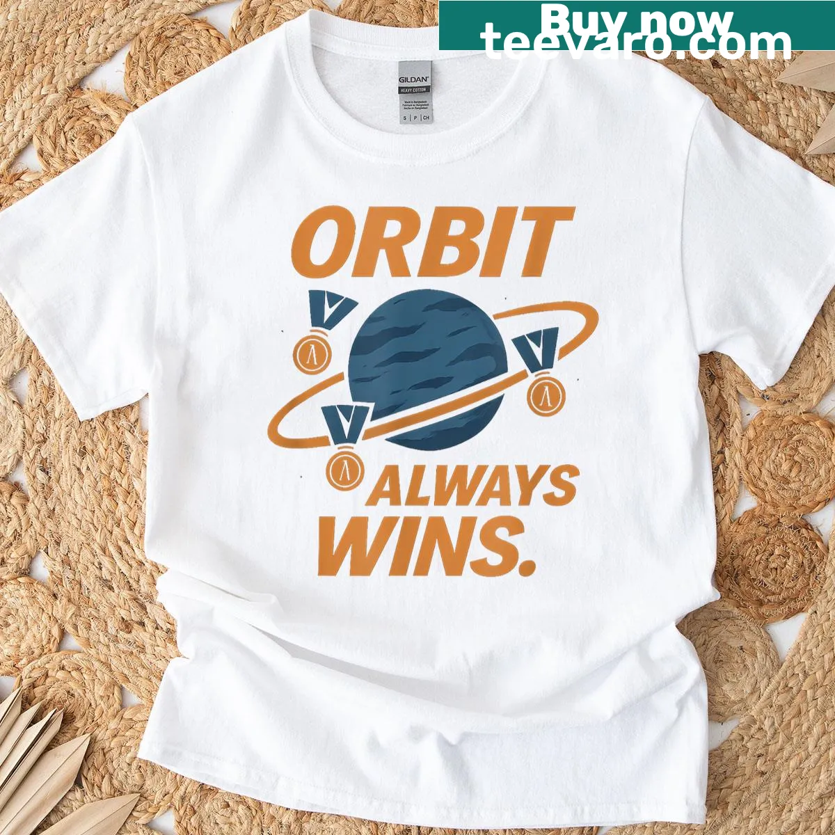 Bold Orbit Champion print t-shirt with motivational text — on a men's t-shirt