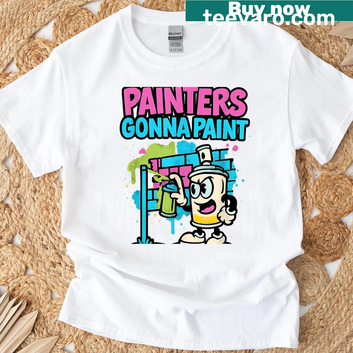 Graffiti-style T-shirt with the phrase 'Painters Gonna Paint' in vintage design — on a men's t-shirt