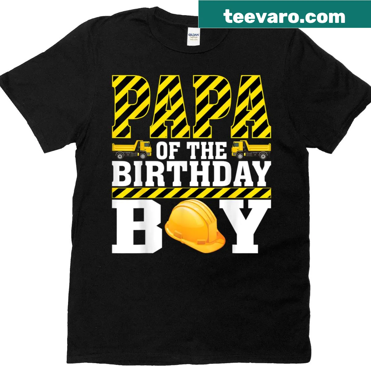 Papa of the birthday boy t-shirt with construction theme design — on a men's t-shirt
