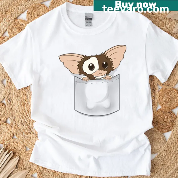 Cartoon Pocket Monster T-shirt featuring a monster design peeking from pocket.