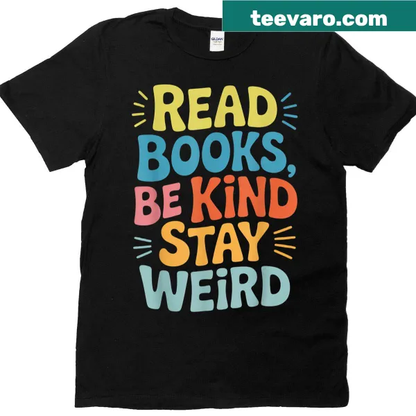 Typographic T-shirt with a motivational message about kindness and reading